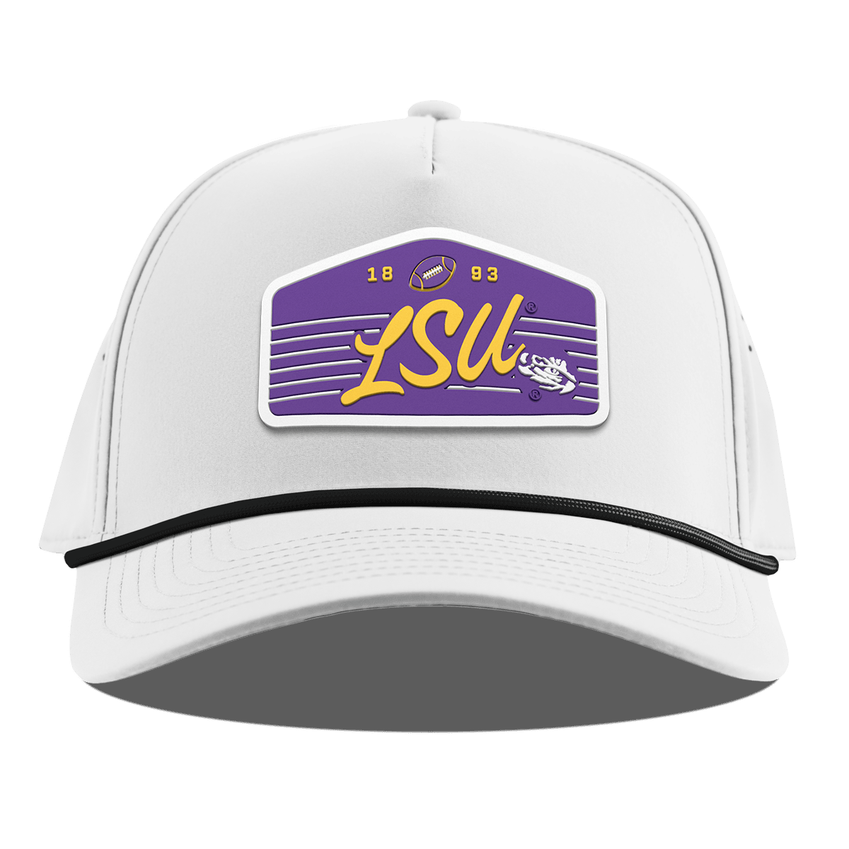 Louisiana State University "Tigers Football" Curved 5 Panel Rope White