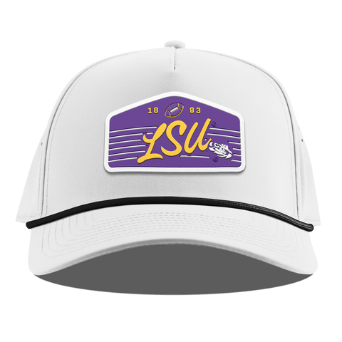 Louisiana State University "Tigers Football" Curved 5 Panel Rope White