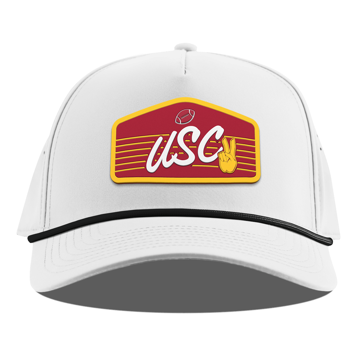 University of Southern California "Trojans Football" Curved 5 Panel Rope White