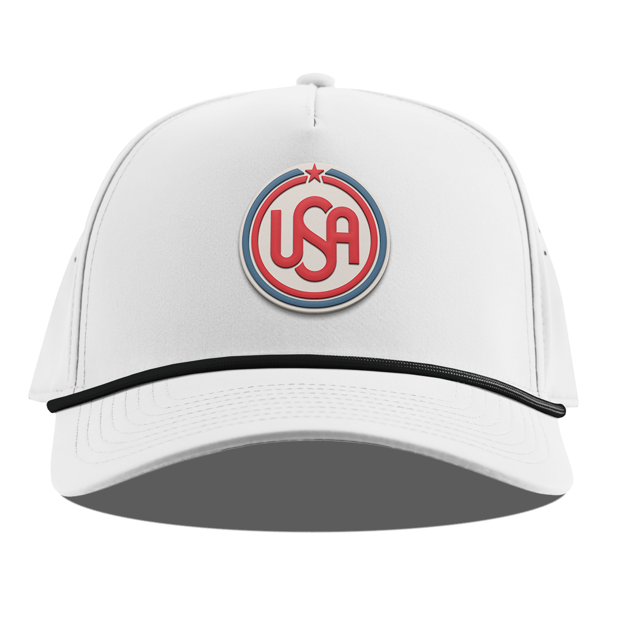 USA Icon Curved 5 Panel Rope White
