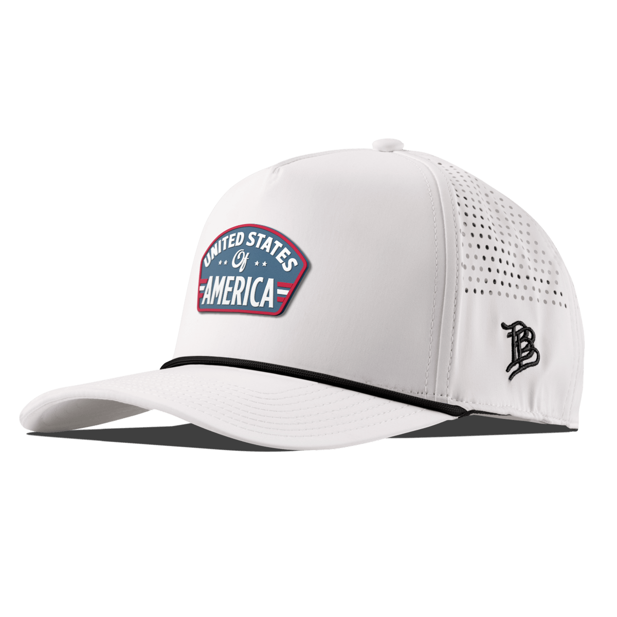 United States of America Badge Curved 5 Panel Rope White