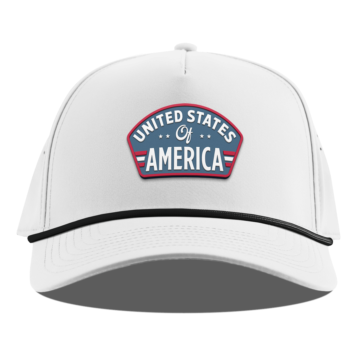 United States of America Badge Curved 5 Panel Rope White