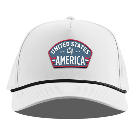 United States of America Badge Curved 5 Panel Rope White