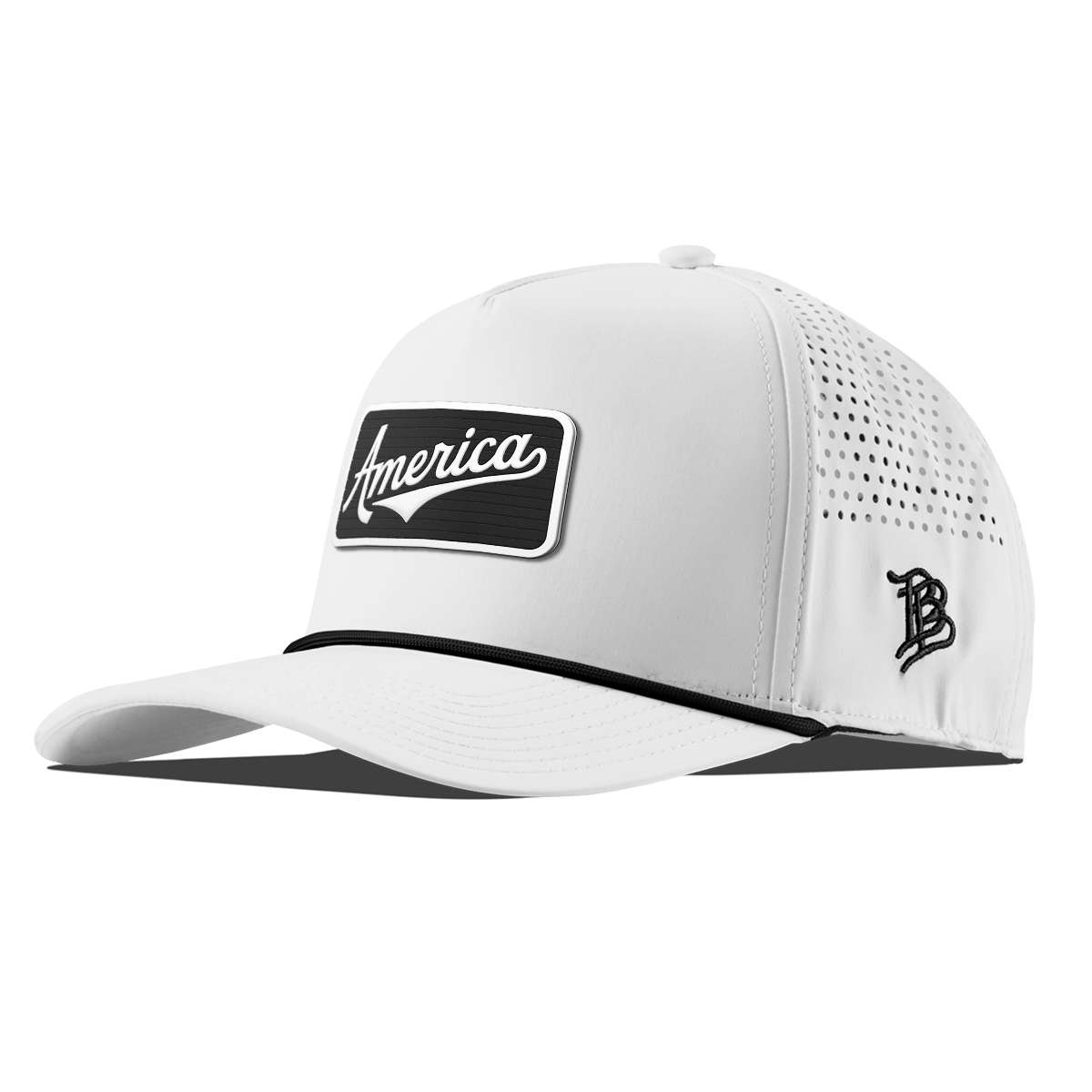 Vintage America Badge Curved 5 Panel Rope White