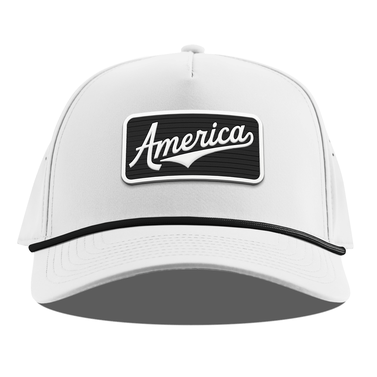 Vintage America Badge Curved 5 Panel Rope White