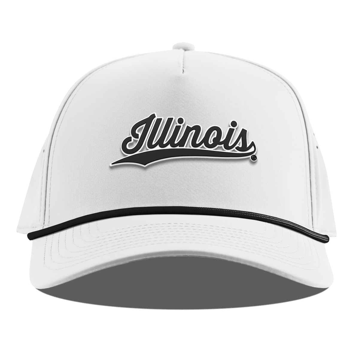 University of Illinois "Vintage Illinois Script" Curved 5 Panel Rope White
