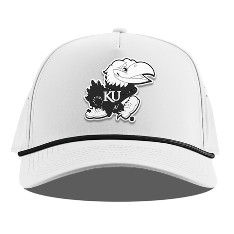University of Kansas "Vintage Jayhawk" Curved 5 Panel Rope White 