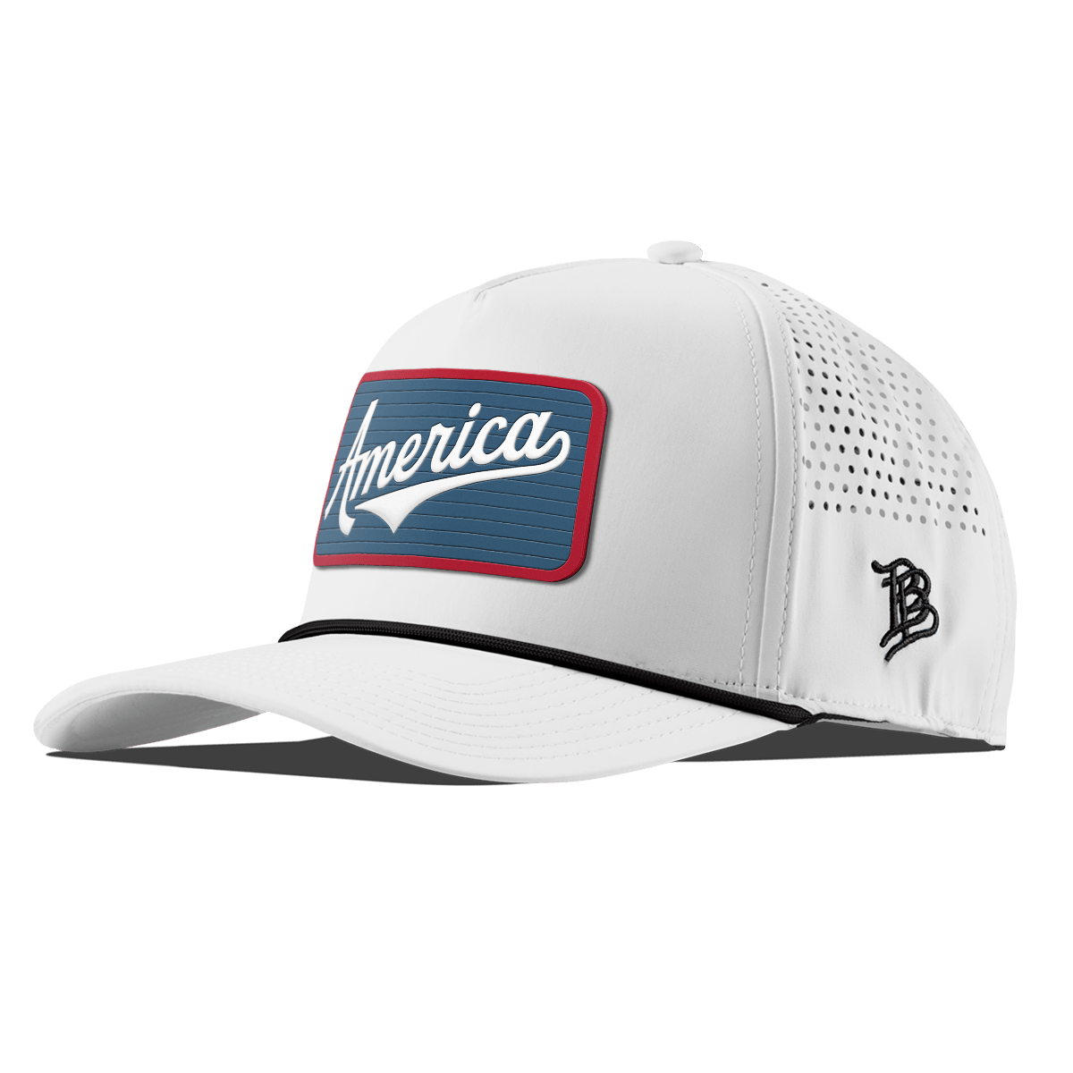 XL USA America Badge Curved 5 Panel Rope White