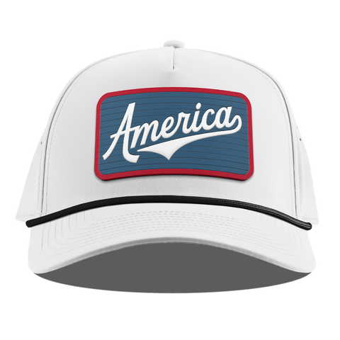 XL USA America Badge Curved 5 Panel Rope White