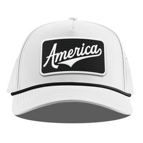 XL Vintage America Badge Curved 5 Panel Rope White