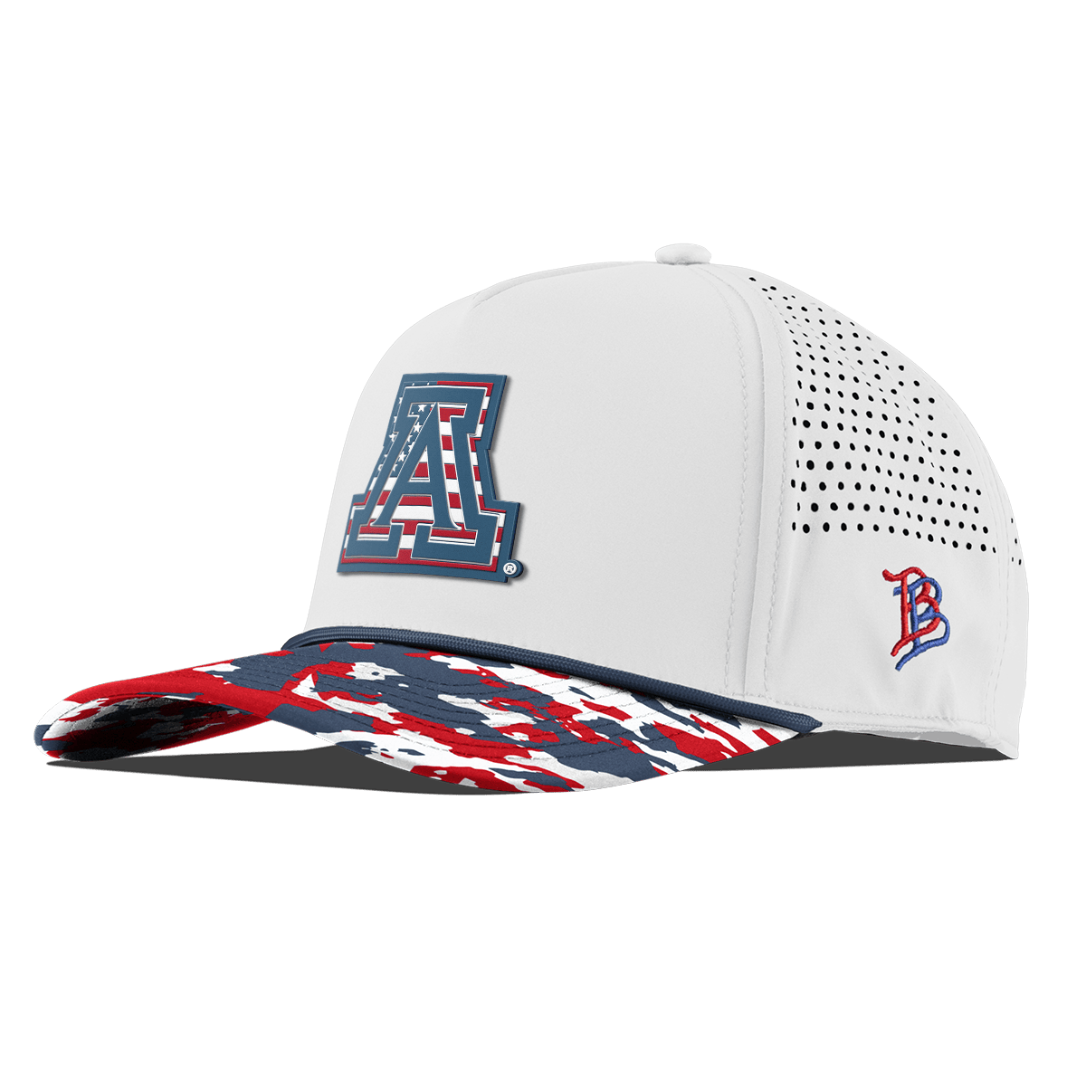 University of Arizona "Arizona Stars & Stripes" Curved 5 Panel Rope White/USA Camo + Orion Rope