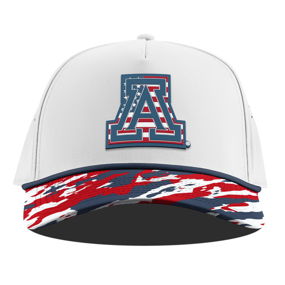 University of Arizona "Arizona Stars & Stripes" Curved 5 Panel Rope White/USA Camo + Orion Rope