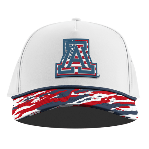 University of Arizona "Arizona Stars & Stripes" Curved 5 Panel Rope White/USA Camo + Orion Rope