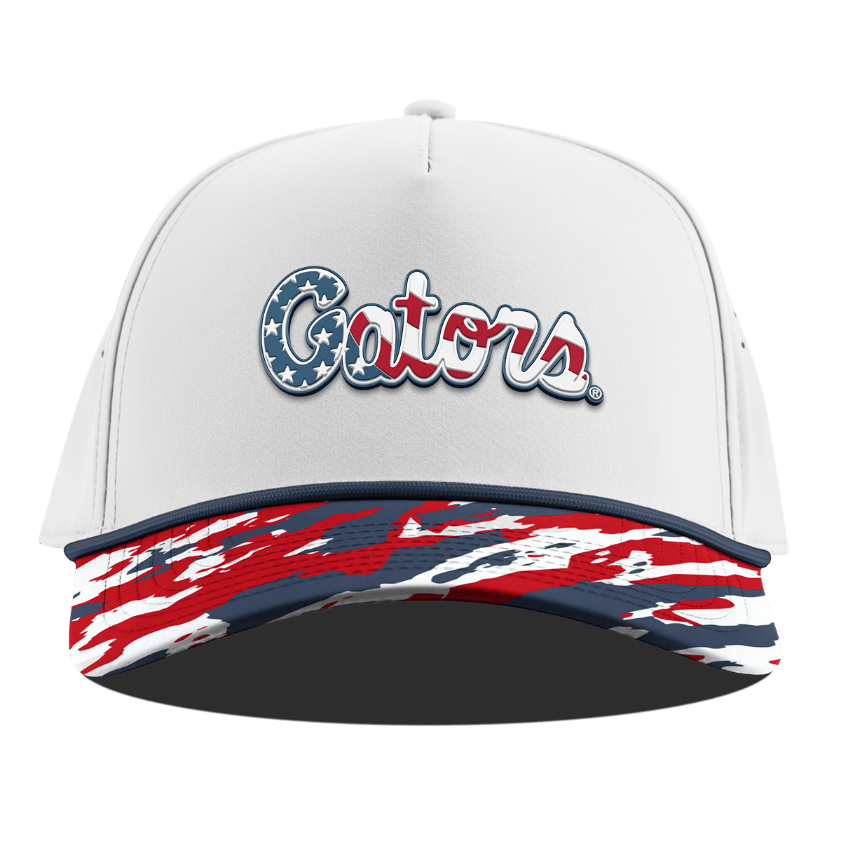 University of Florida "Gators Stars & Stripes" Curved 5 Panel Rope White/USA Camo + Orion Rope