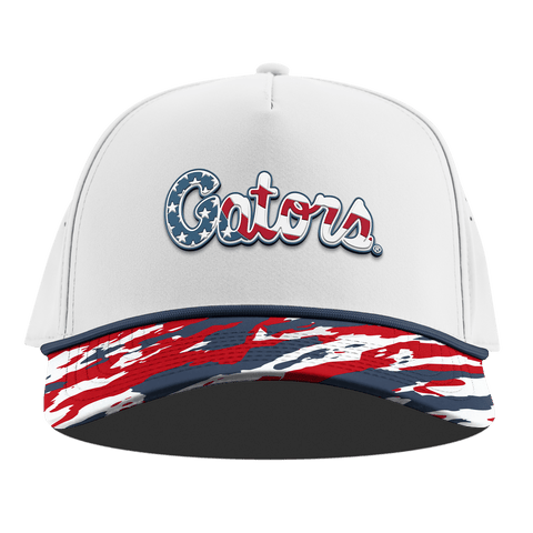 University of Florida "Gators Stars & Stripes" Curved 5 Panel Rope White/USA Camo + Orion Rope
