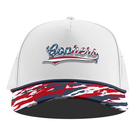 University of Minnesota "Gophers Stars & Stripes" Curved 5 Panel Rope White/USA Camo + Orion Rope