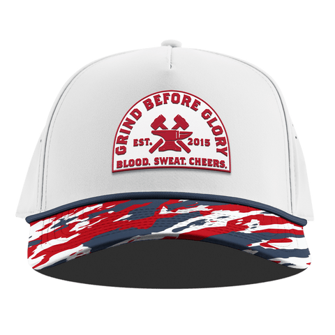 Grind Before Glory Curved 5 Panel Rope White/USA Camo + Orion Rope