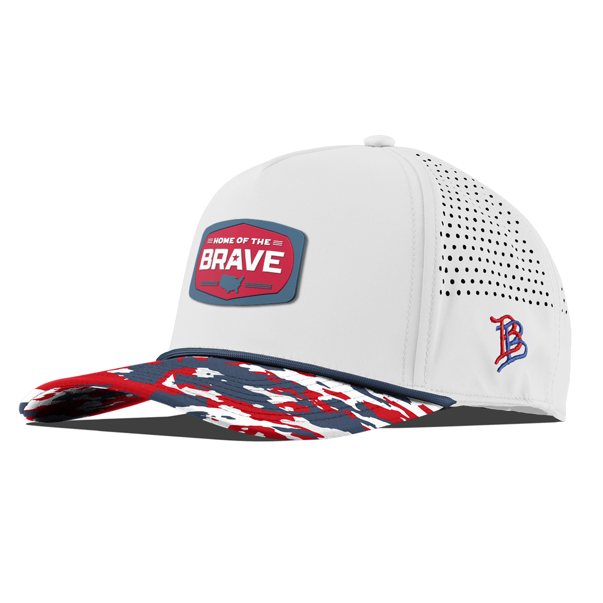 Home of the Brave Curved 5 Panel Rope White/USA Camo + Orion Rope