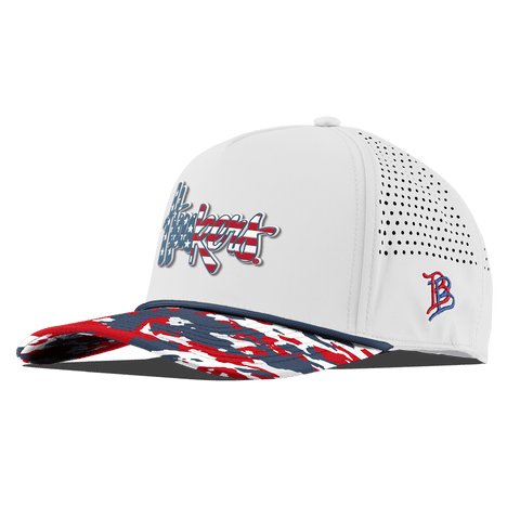 University of Nebraska "Huskers Stars & Stripes" Curved 5 Panel Rope White/USA Camo + Orion Rope
