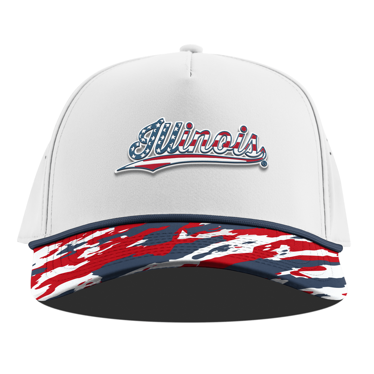 University of Illinois "Illinois Stars & Stripes" Curved 5 Panel Rope White/USA Camo + Orion Rope