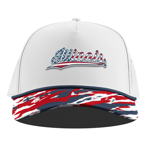 University of Illinois "Illinois Stars & Stripes" Curved 5 Panel Rope White/USA Camo + Orion Rope