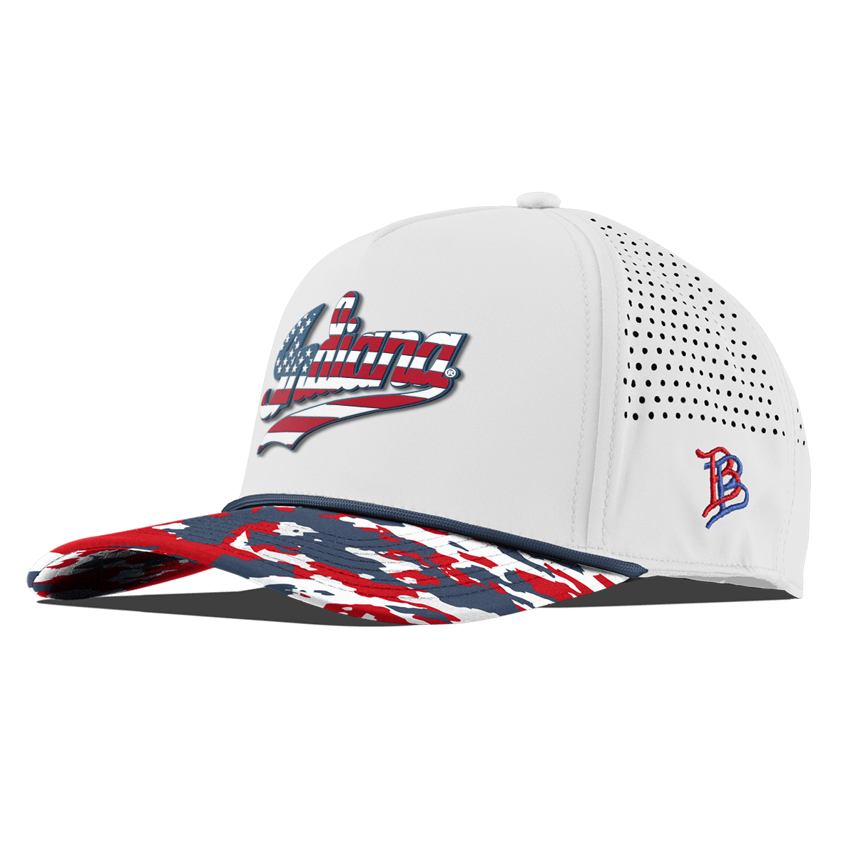Indiana University "Indiana Stars & Stripes" Curved 5 Panel Rope White/USA Camo + Orion Rope