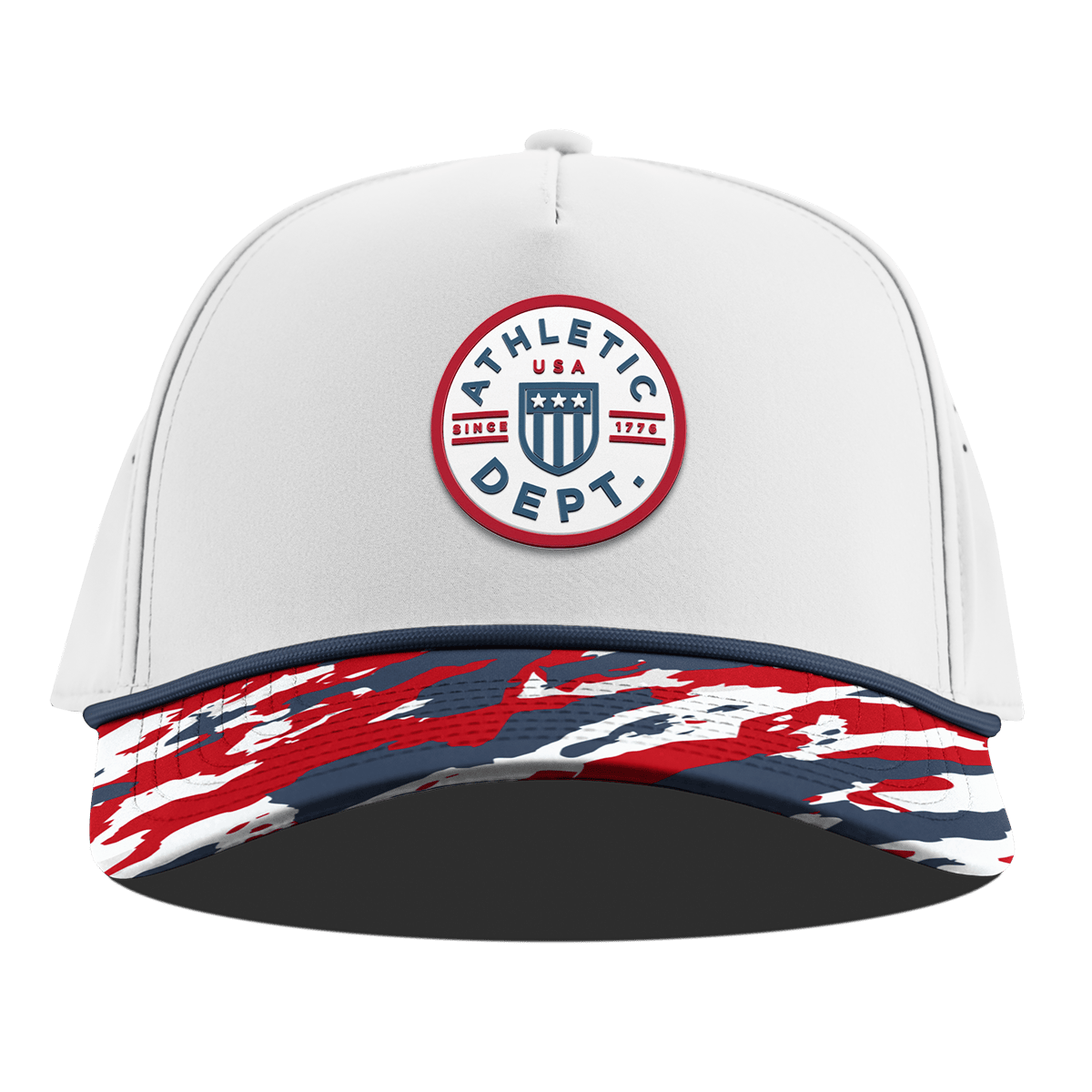 Liberty Letterman Curved 5 Panel Rope White/USA Camo + Orion Rope