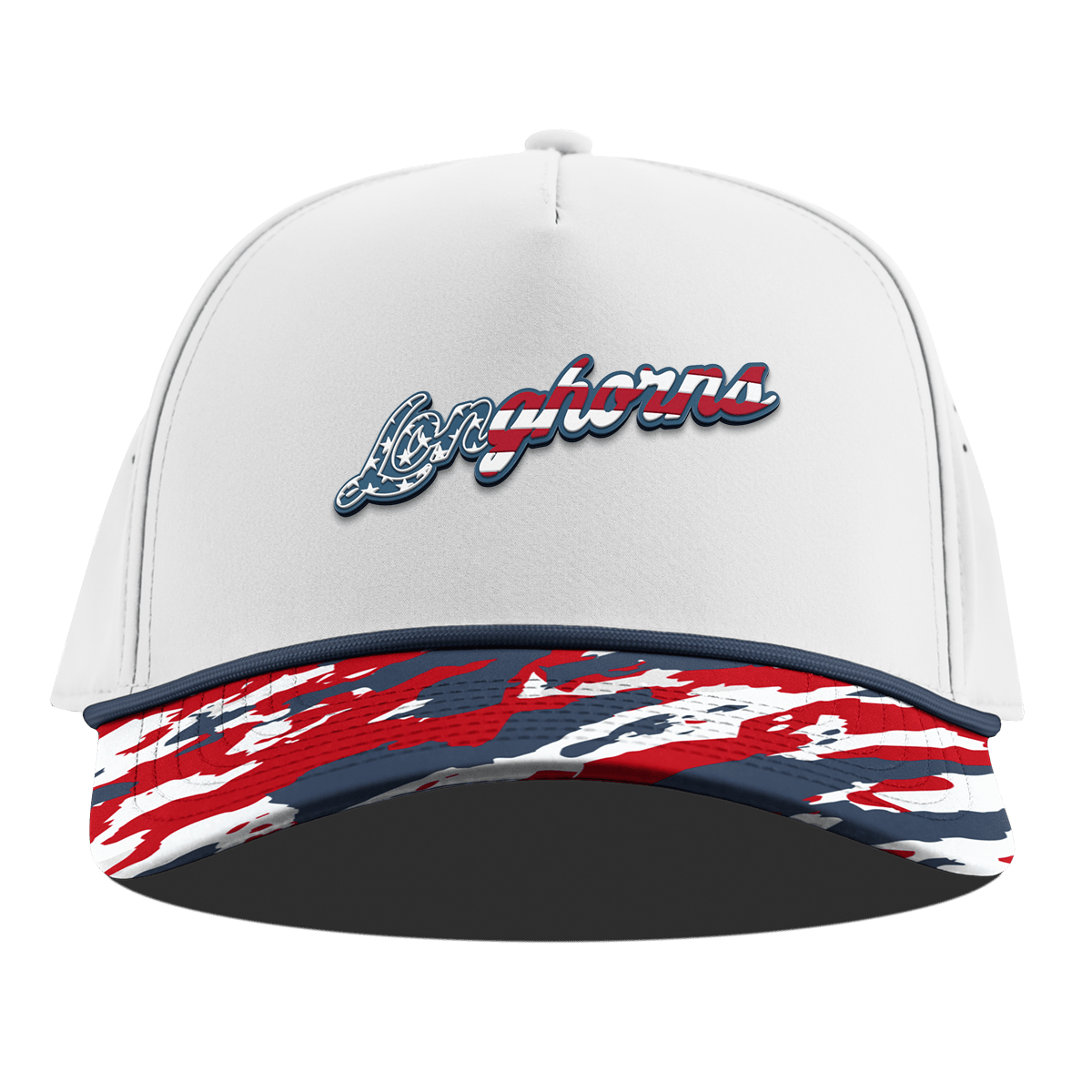 University of Texas "Longhorns Stars & Stripes" Curved 5 Panel Rope White/USA Camo + Orion Rope