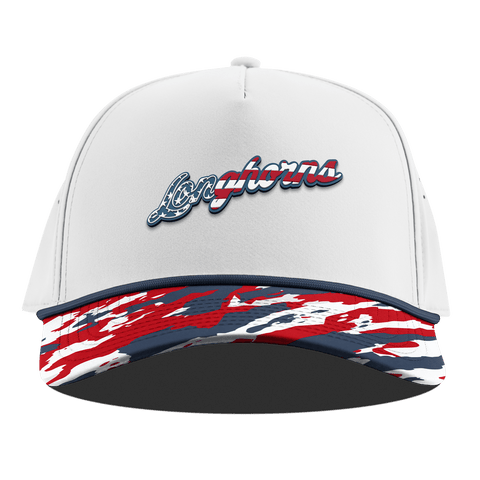 University of Texas "Longhorns Stars & Stripes" Curved 5 Panel Rope White/USA Camo + Orion Rope