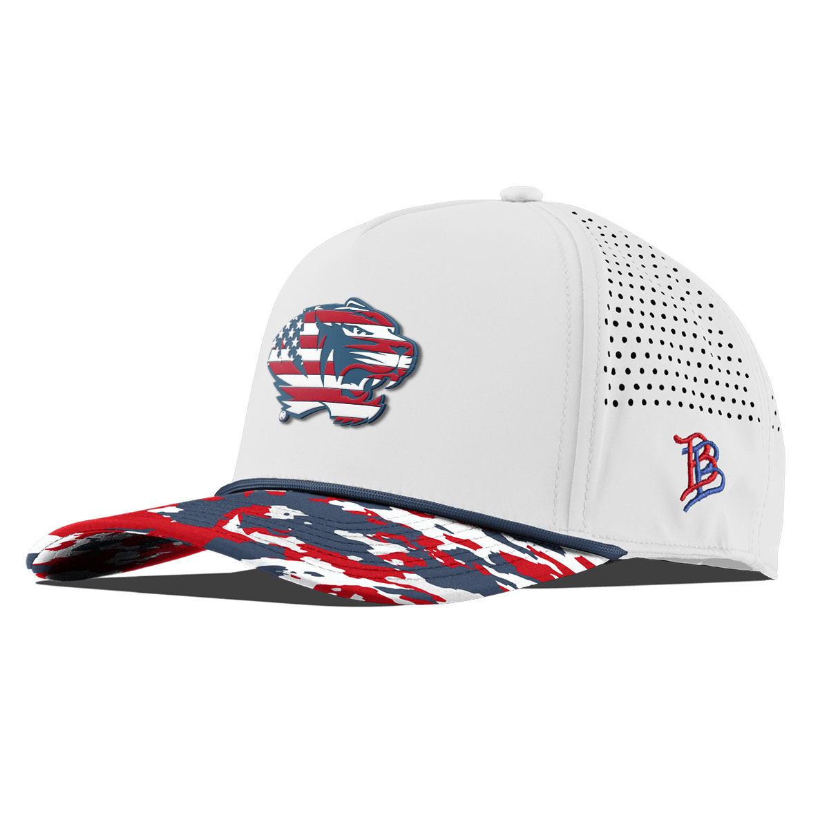 University of Missouri "Missouri Stars & Stripes" Curved 5 Panel Rope White/USA Camo + Orion Rope