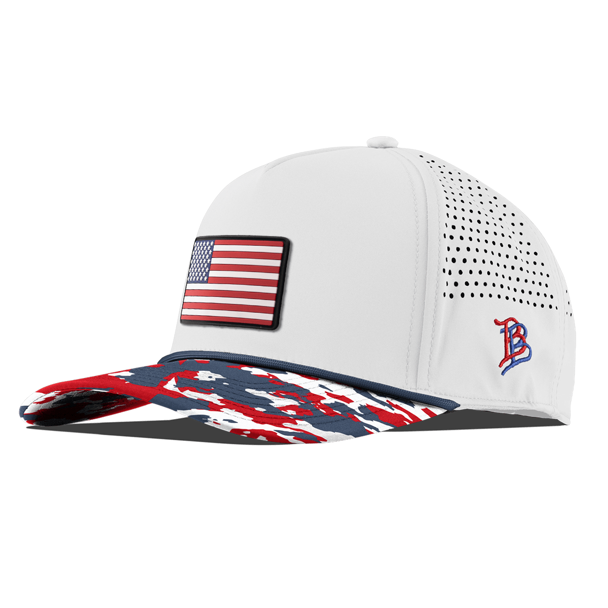 Old Glory Curved 5 Panel Rope White/USA Camo + Orion Rope