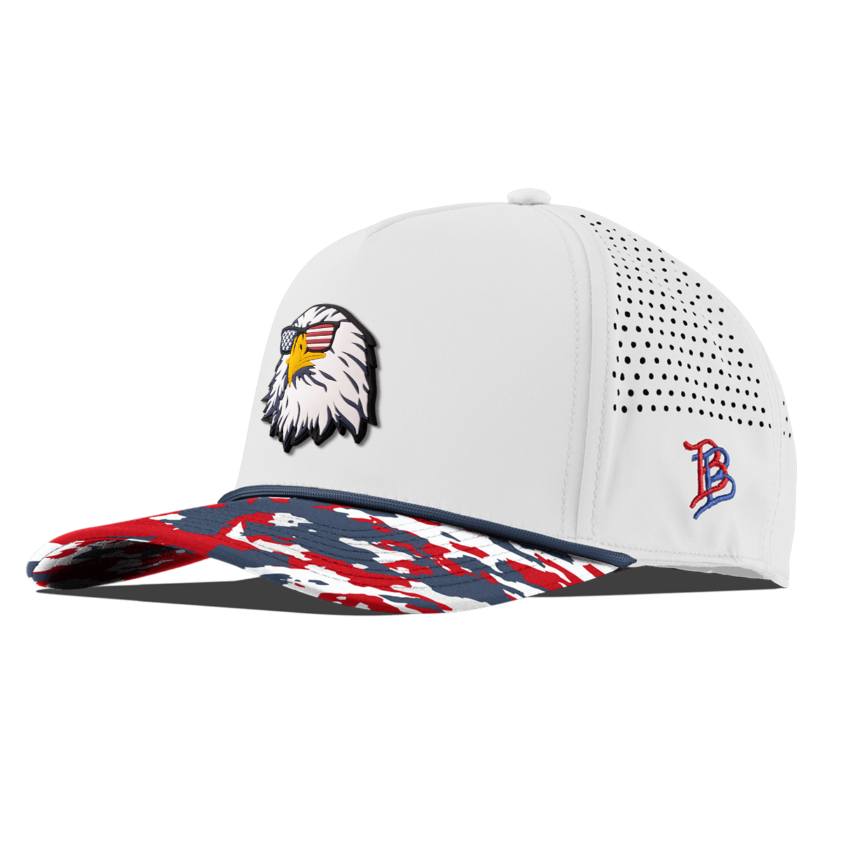 Party Eagle Curved 5 Panel Rope White/USA Camo + Orion Rope