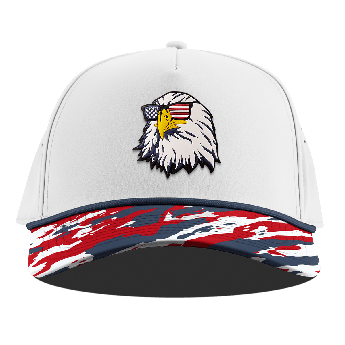 Party Eagle Curved 5 Panel Rope White/USA Camo + Orion Rope
