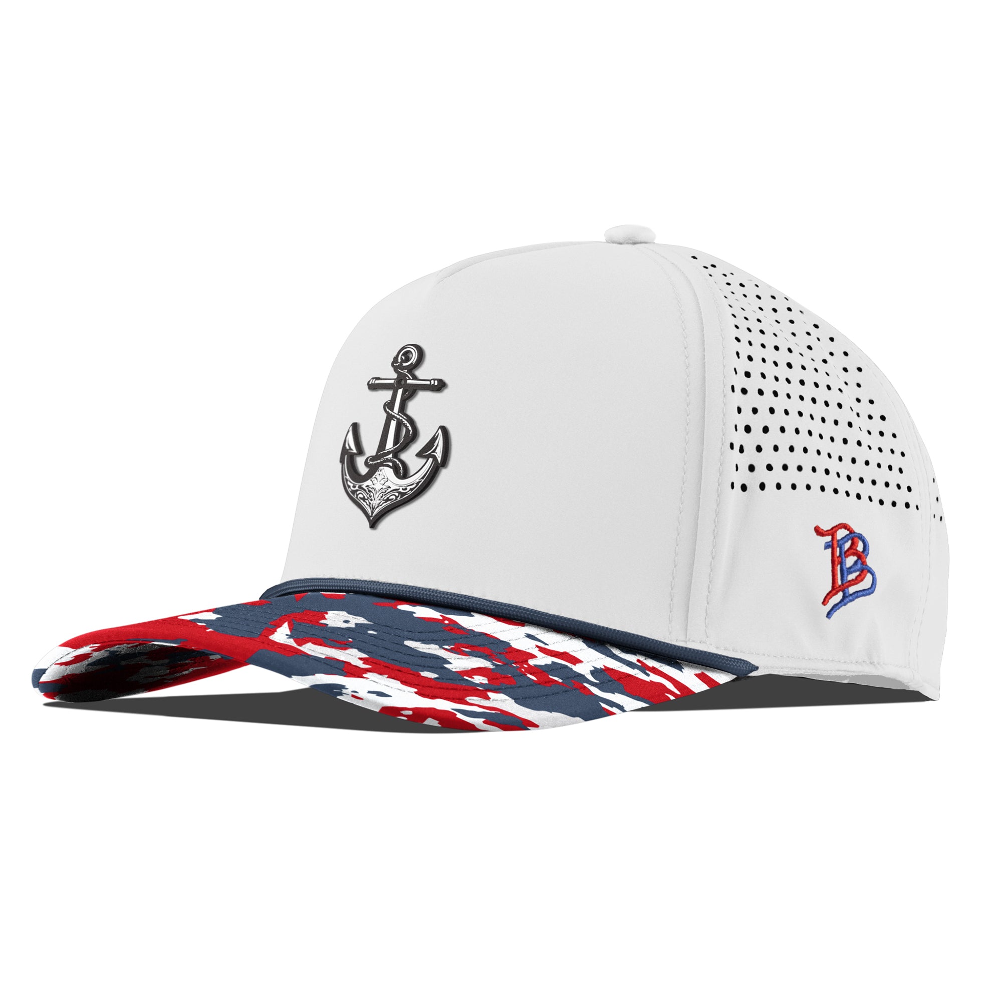 The Deeps Anchor Curved 5 Panel Rope White/USA Camo + Orion Rope