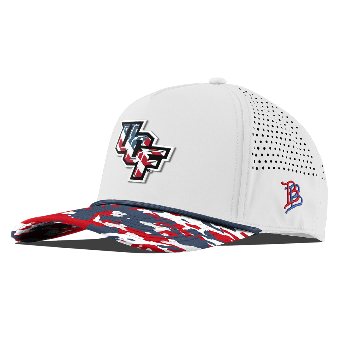 University of Central Florida "UCF Stars & Stripes" Curved 5 Panel Rope White/USA Camo + Orion Rope