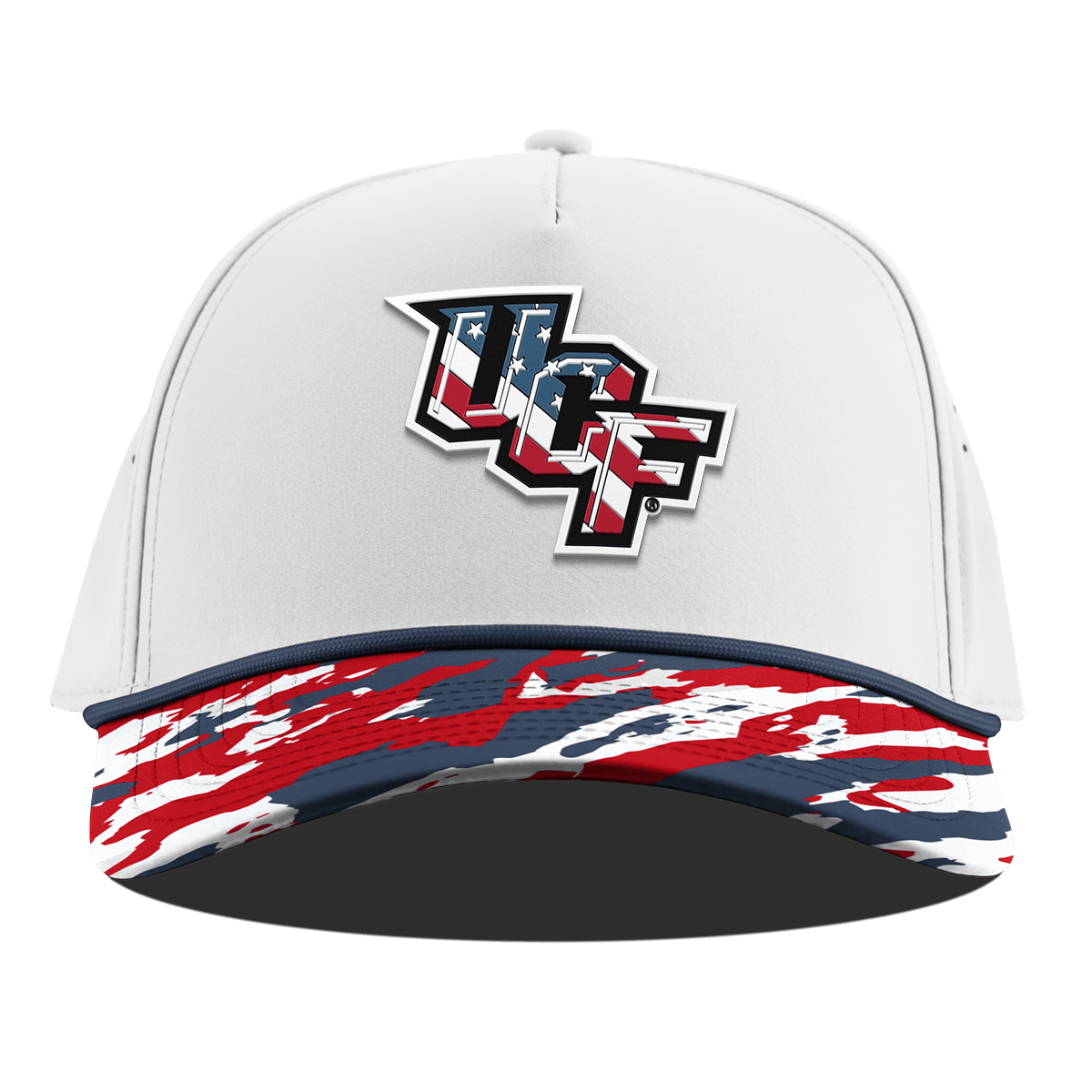 University of Central Florida "UCF Stars & Stripes" Curved 5 Panel Rope White/USA Camo + Orion Rope