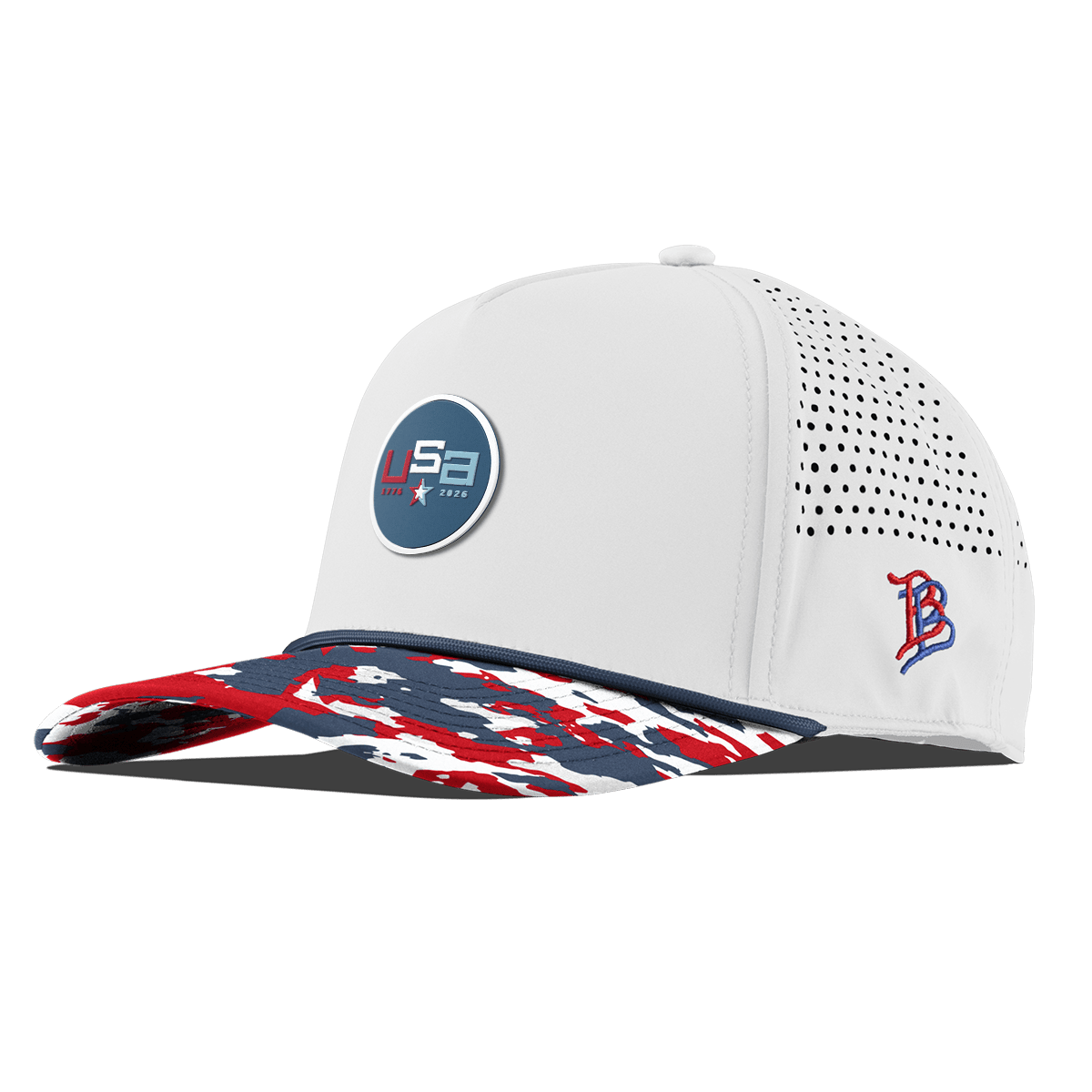 USA 250 Curved 5 Panel Rope White/USA Camo + Orion Rope