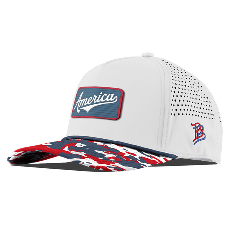 USA America Badge Curved 5 Panel Rope White/USA Camo + Orion Rope