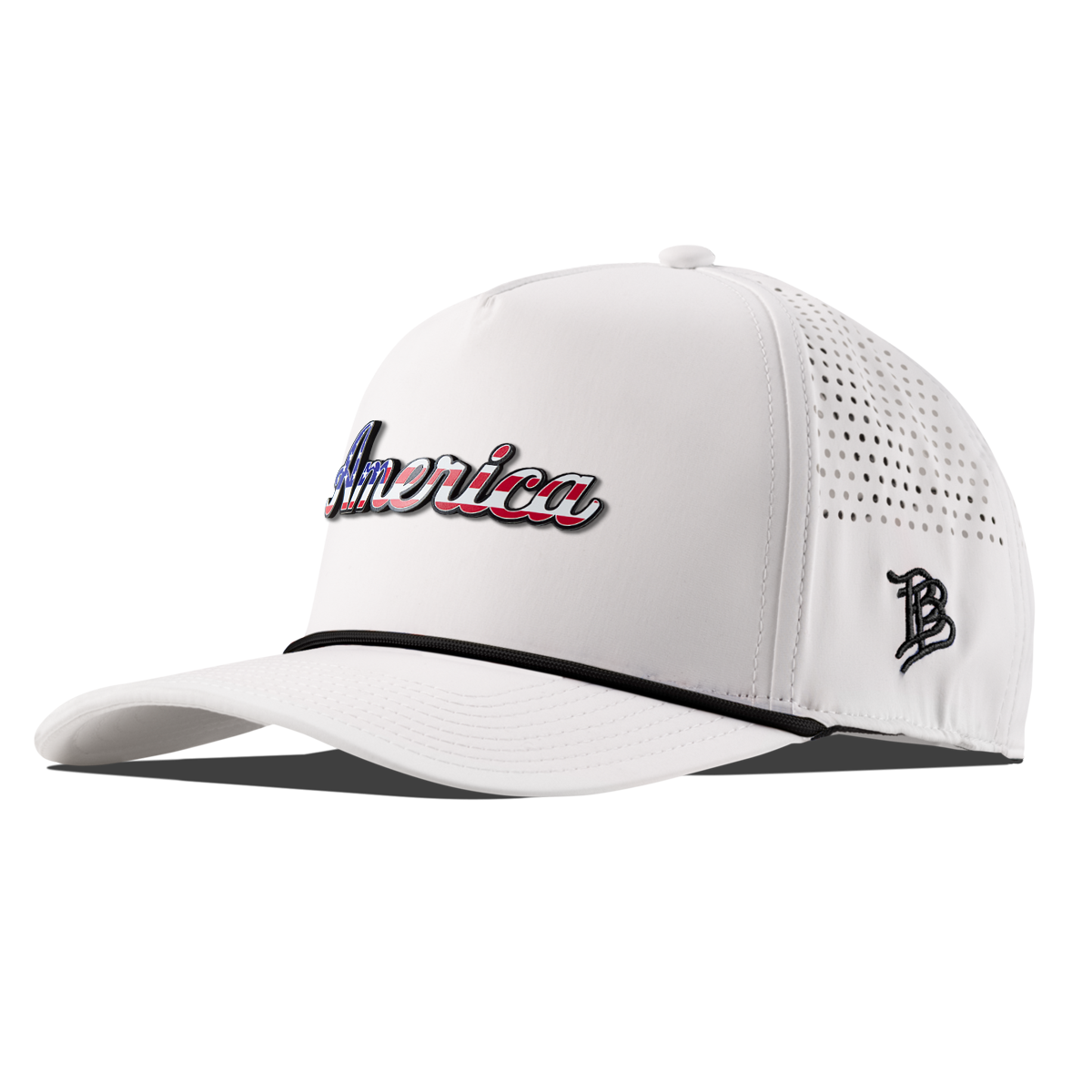 America Curved 5 Panel Rope White/Black 