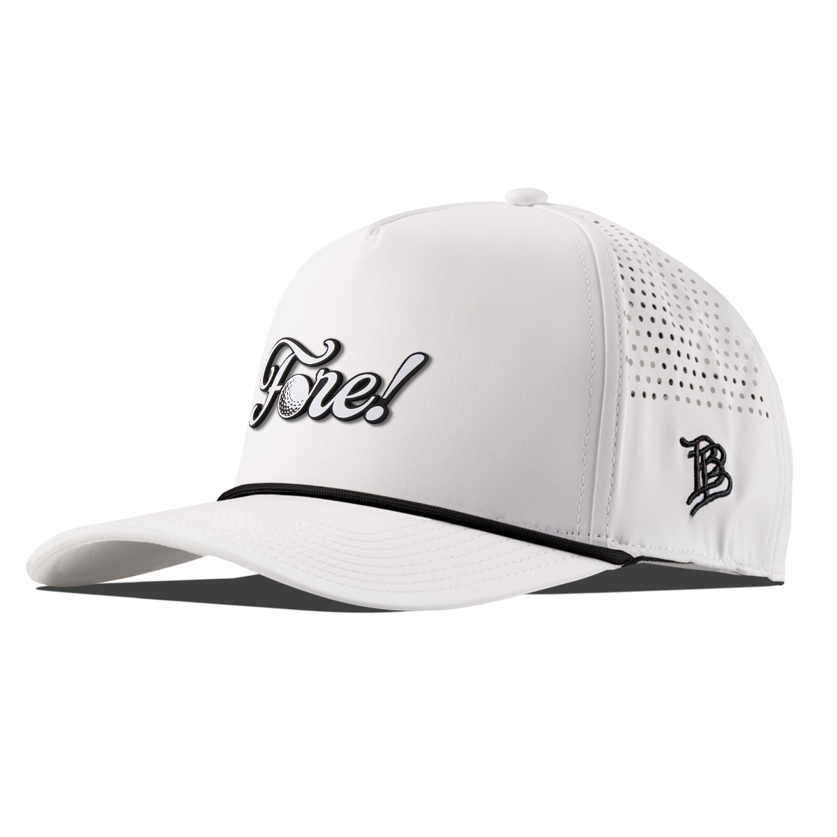 Fore! Curved 5 Panel Rope White/Black