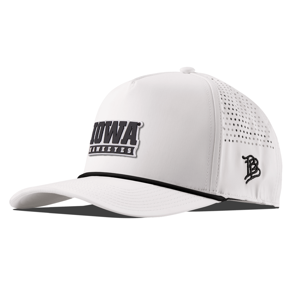 University of Iowa "Iowa Hawkeyes Block" Curved 5 Panel Rope White