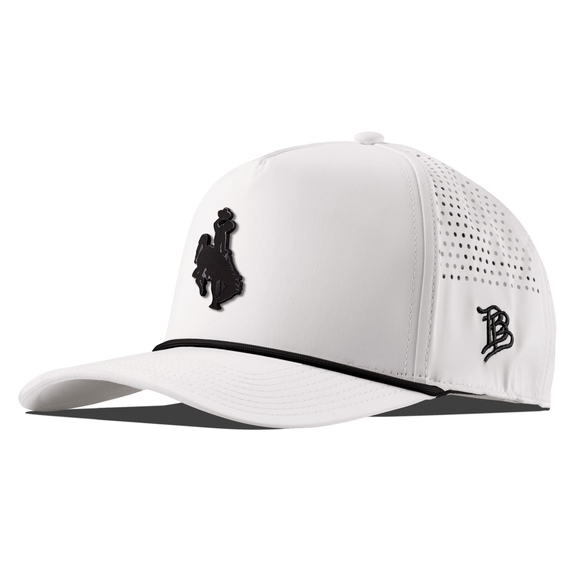 University of Wyoming "Midnight Wyoming Cowboy"  Curved 5 Panel Rope White/Black