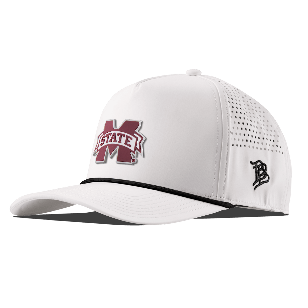 Mississippi State University "Mississippi State Team Logo" Curved 5 Panel Rope White/Black