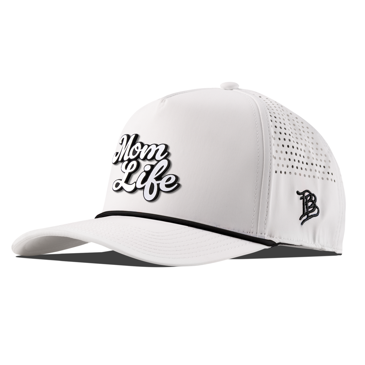 Mom Life Script Curved 5 Panel Rope White/Black