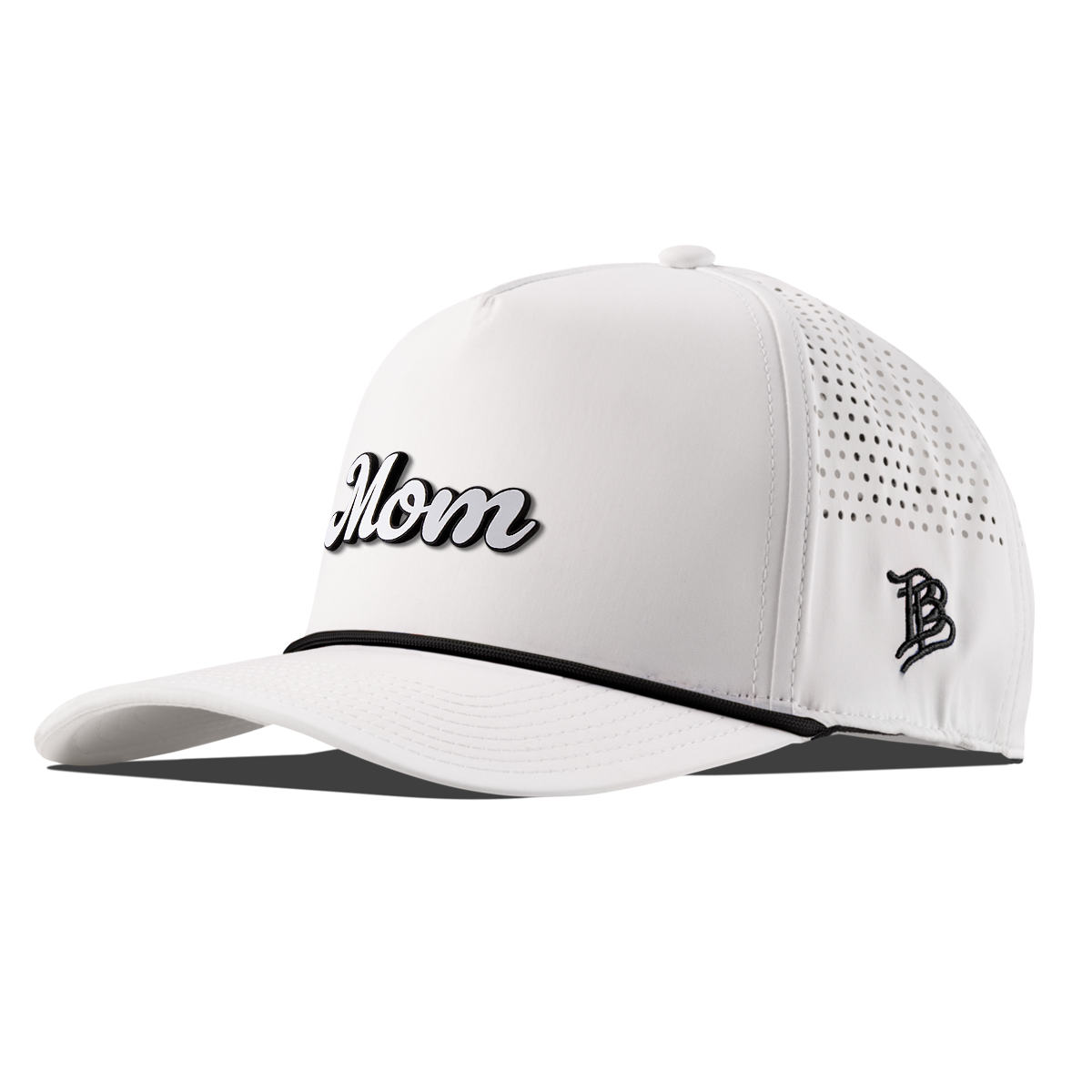 Mom Script Curved 5 Panel Rope White/Black