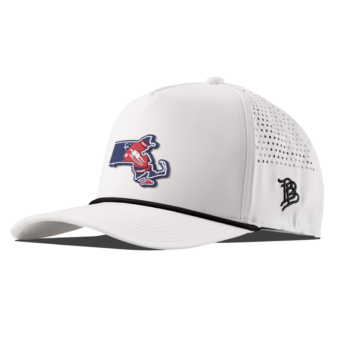 Massachusetts Patriot Series Curved 5 Panel Rope White/Black