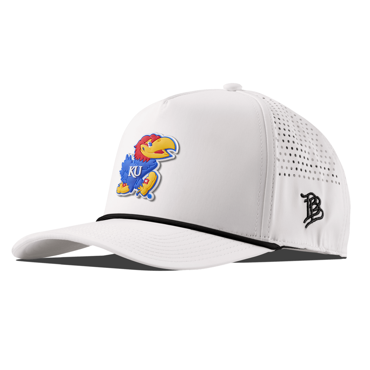 University of Kansas "Rock Chalk Jayhawk" Curved 5 Panel Rope White/Black