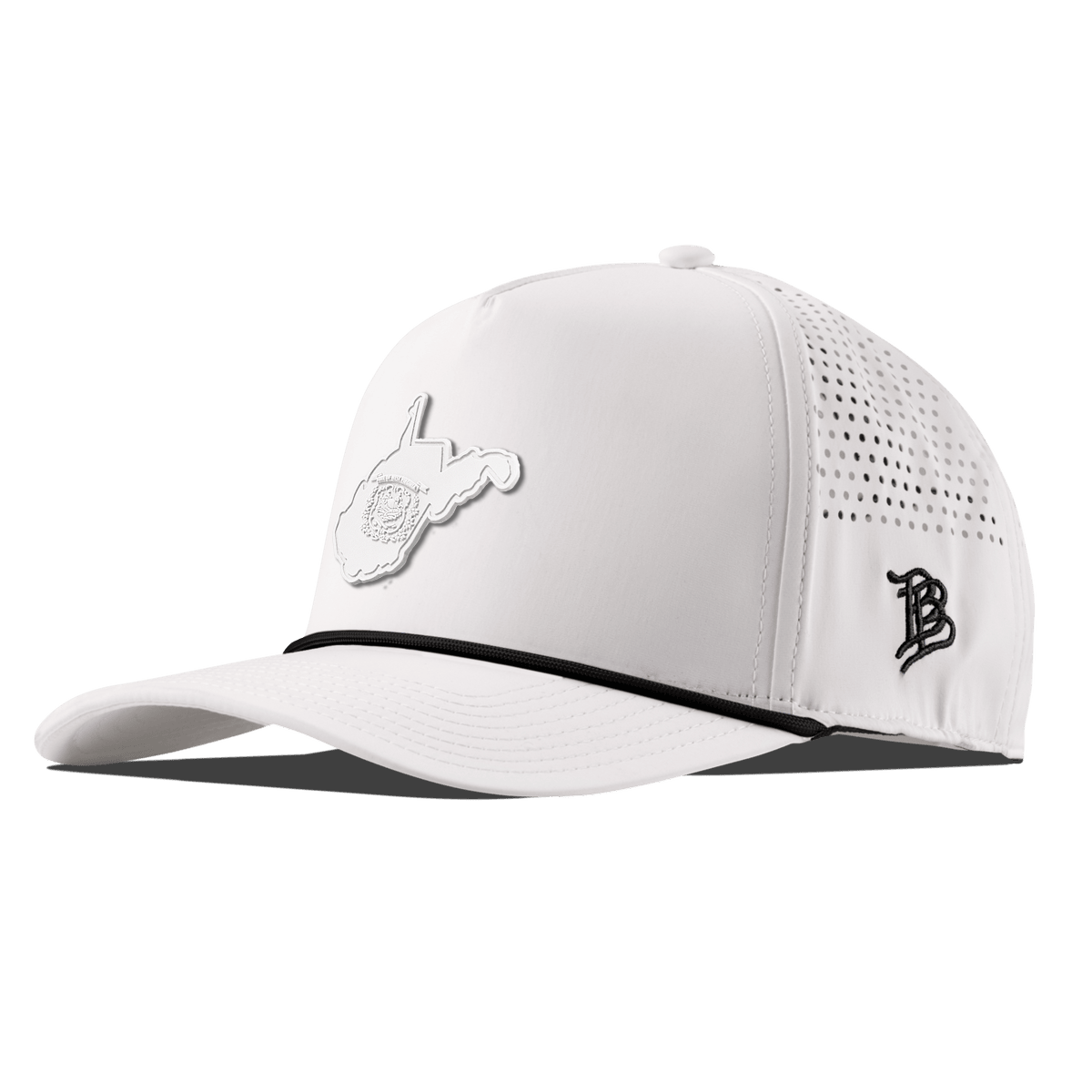 West Virginia Stealth Curved 5 Panel Rope White/Black