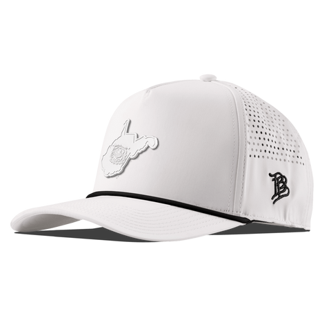 West Virginia Stealth Curved 5 Panel Rope White/Black