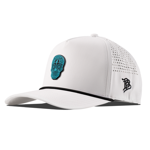 Turquoise Skull PVC Curved 5 Panel Rope White Black 